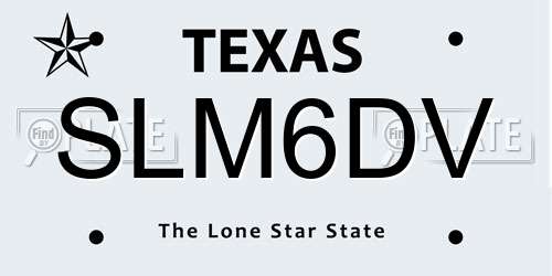 SLM6DV Texas License Plate
