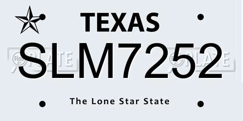 SLM7252 Texas License Plate