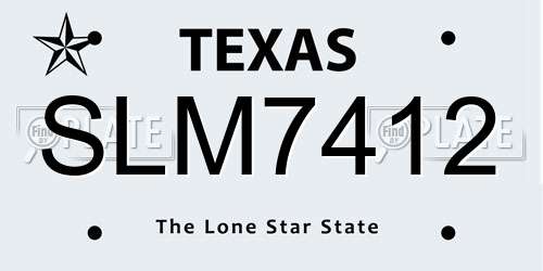 SLM7412 Texas License Plate