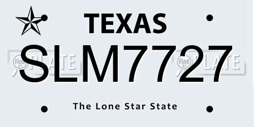 SLM7727 Texas License Plate