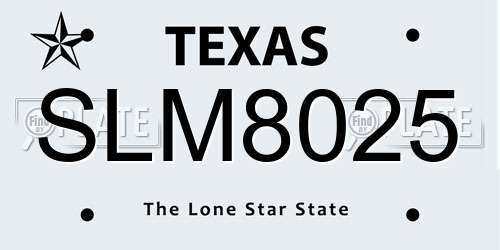 SLM8025 Texas License Plate