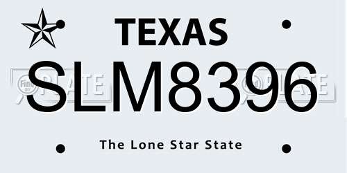 SLM8396 Texas License Plate