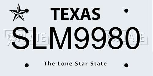 SLM9980 Texas License Plate