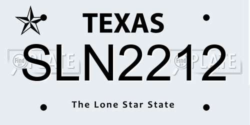 SLN2212 Texas License Plate