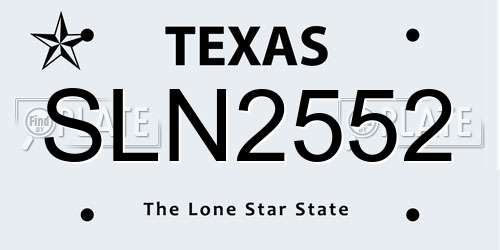 SLN2552 Texas License Plate