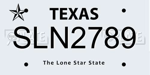 SLN2789 Texas License Plate