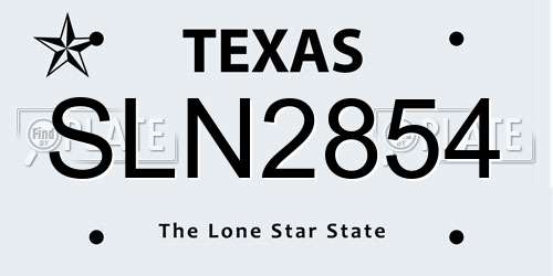 SLN2854 Texas License Plate