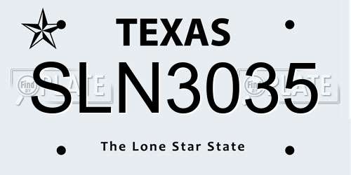 SLN3035 Texas License Plate