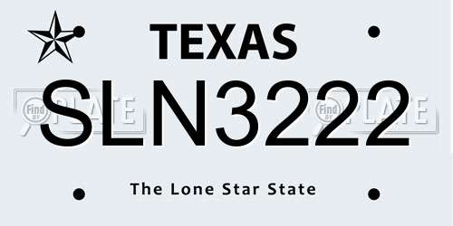 SLN3222 Texas License Plate