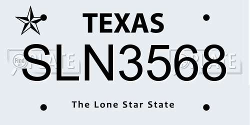 SLN3568 Texas License Plate