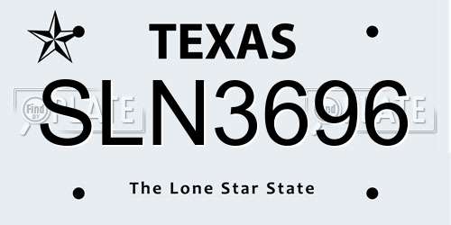 SLN3696 Texas License Plate