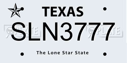 SLN3777 Texas License Plate