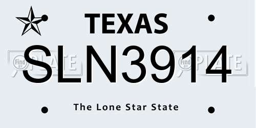 SLN3914 Texas License Plate