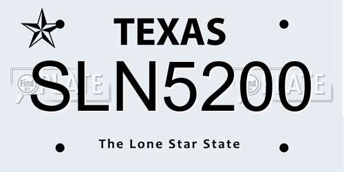 SLN5200 Texas License Plate