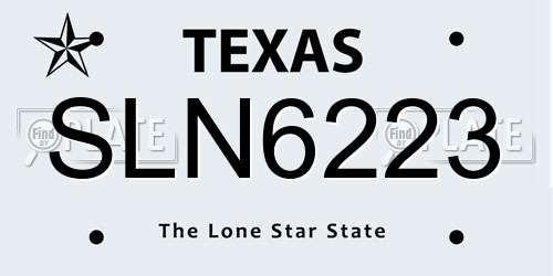 SLN6223 Texas License Plate