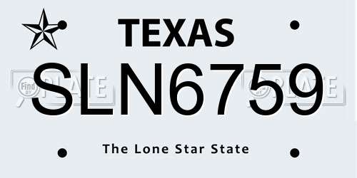 SLN6759 Texas License Plate