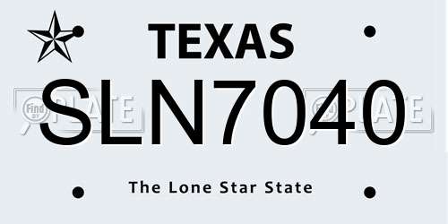 SLN7040 Texas License Plate