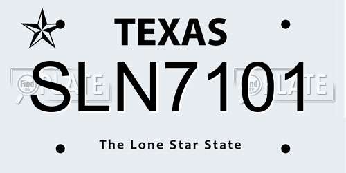 SLN7101 Texas License Plate