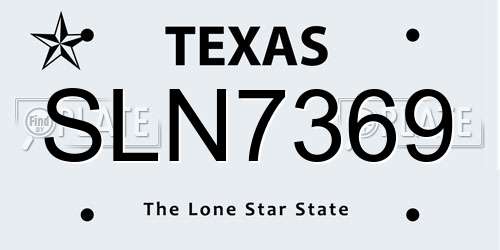 SLN7369 Texas License Plate
