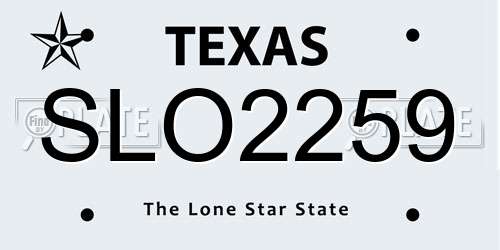 SLO2259 Texas License Plate