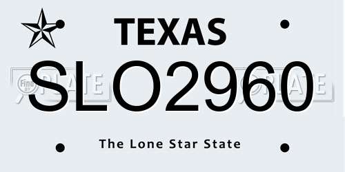 SLO2960 Texas License Plate