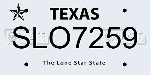 SLO7259 Texas License Plate