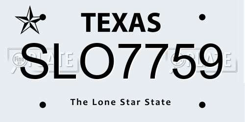 SLO7759 Texas License Plate