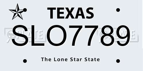 SLO7789 Texas License Plate