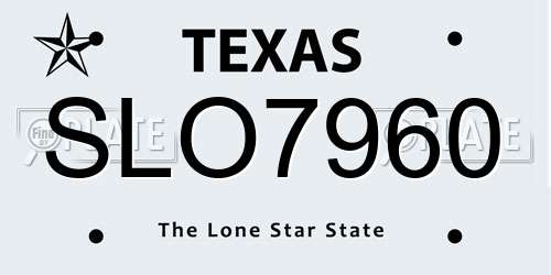 SLO7960 Texas License Plate