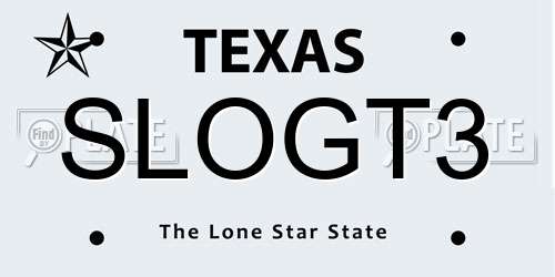 SLOGT3 Texas License Plate