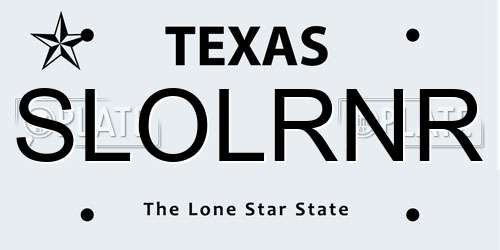 SLOLRNR Texas License Plate