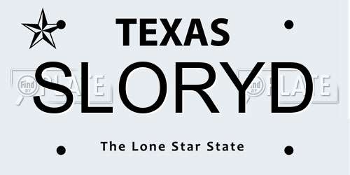 SLORYD Texas License Plate