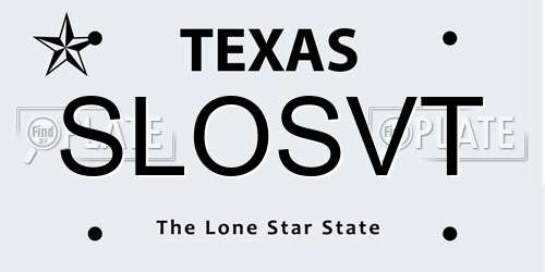 SLOSVT Texas License Plate