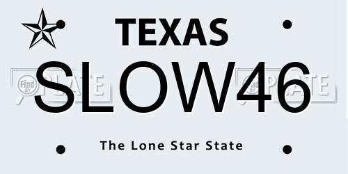 SLOW46 Texas License Plate
