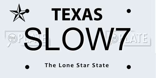 SLOW7 Texas License Plate