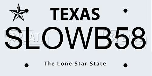 SLOWB58 Texas License Plate