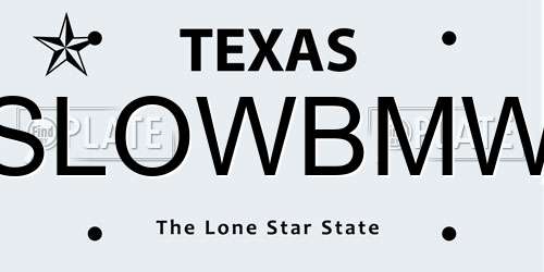 SLOWBMW Texas License Plate
