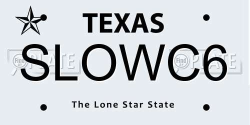 SLOWC6 Texas License Plate