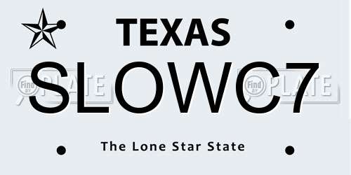 SLOWC7 Texas License Plate