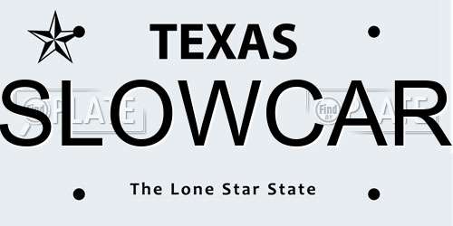 SLOWCAR Texas License Plate