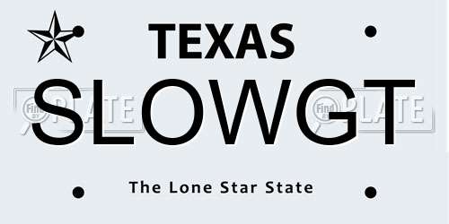 SLOWGT Texas License Plate