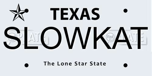 SLOWKAT Texas License Plate
