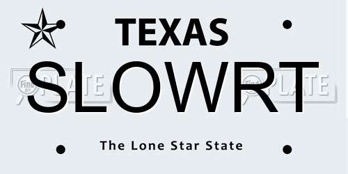 SLOWRT Texas License Plate