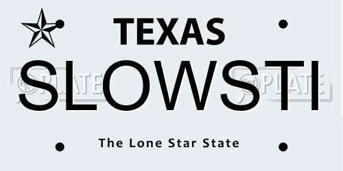 SLOWSTI Texas License Plate