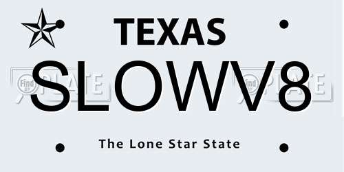 SLOWV8 Texas License Plate