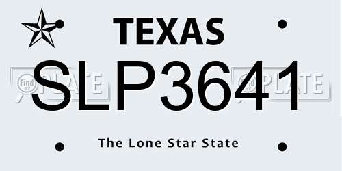 SLP3641 Texas License Plate