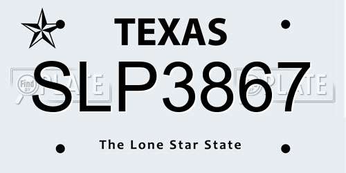 SLP3867 Texas License Plate