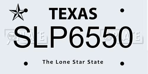 SLP6550 Texas License Plate