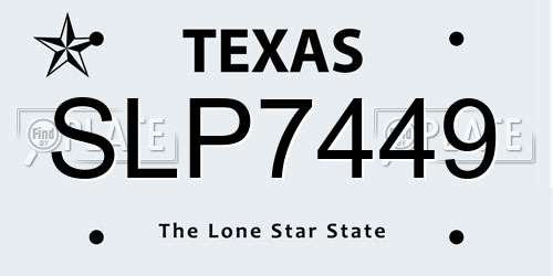 SLP7449 Texas License Plate