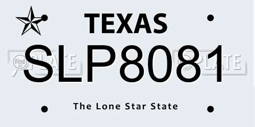SLP8081 Texas License Plate